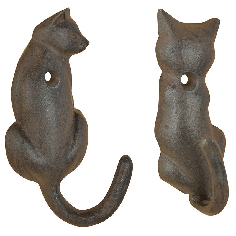 Patère queue de chat en fonte (Lot de 2) Chats différents