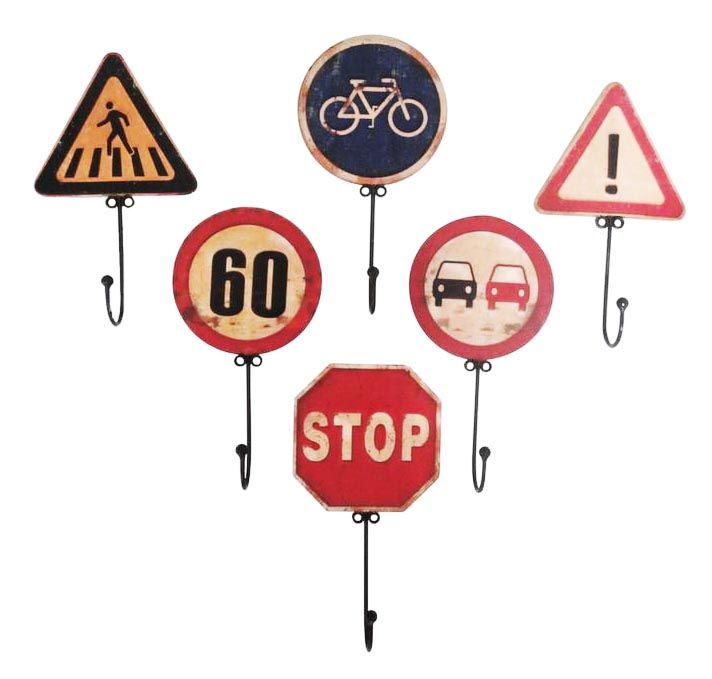 Patère panneau de signalisation (Lot de 6)