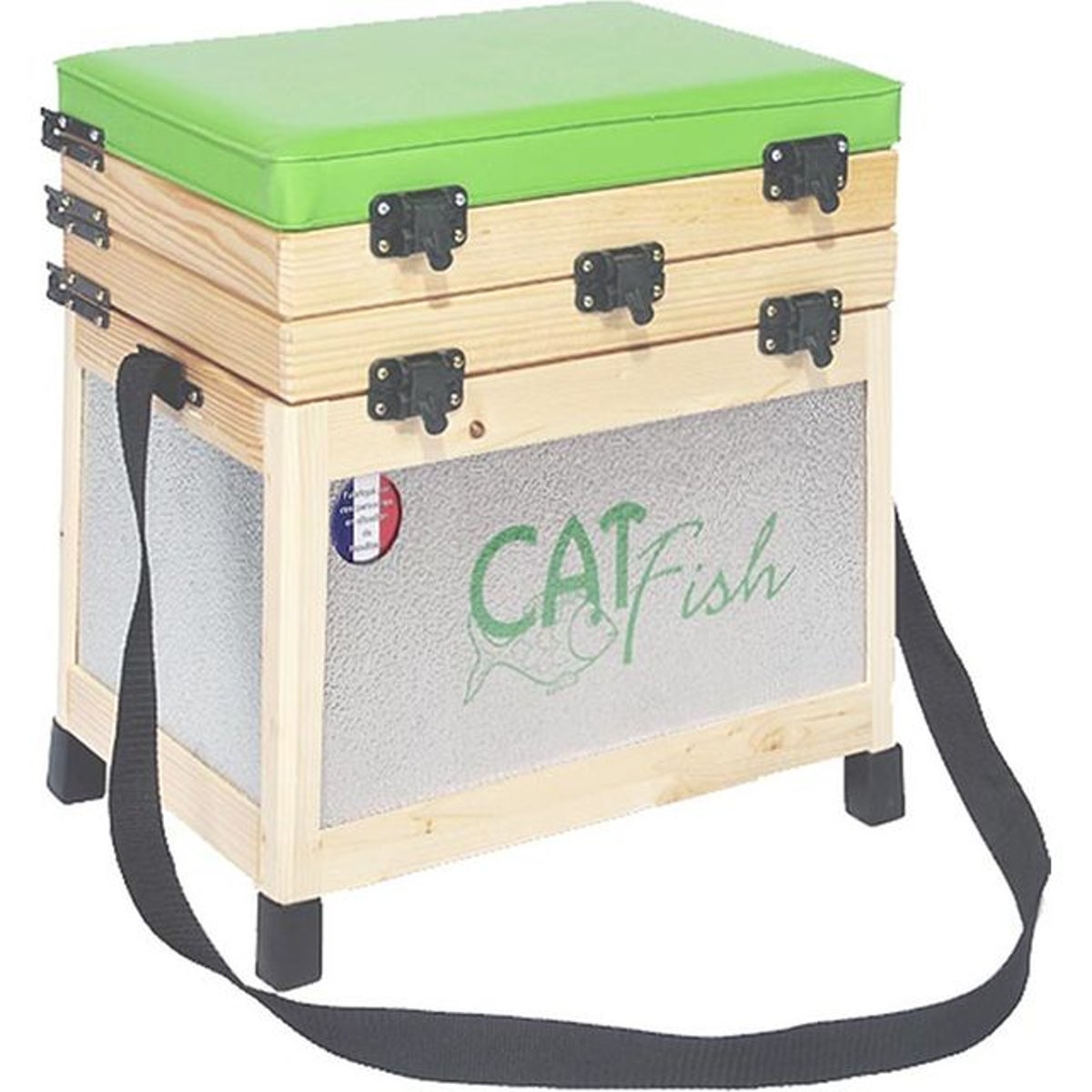 Siège de pêche en bois avec rangements 2 casiers Bois et alu