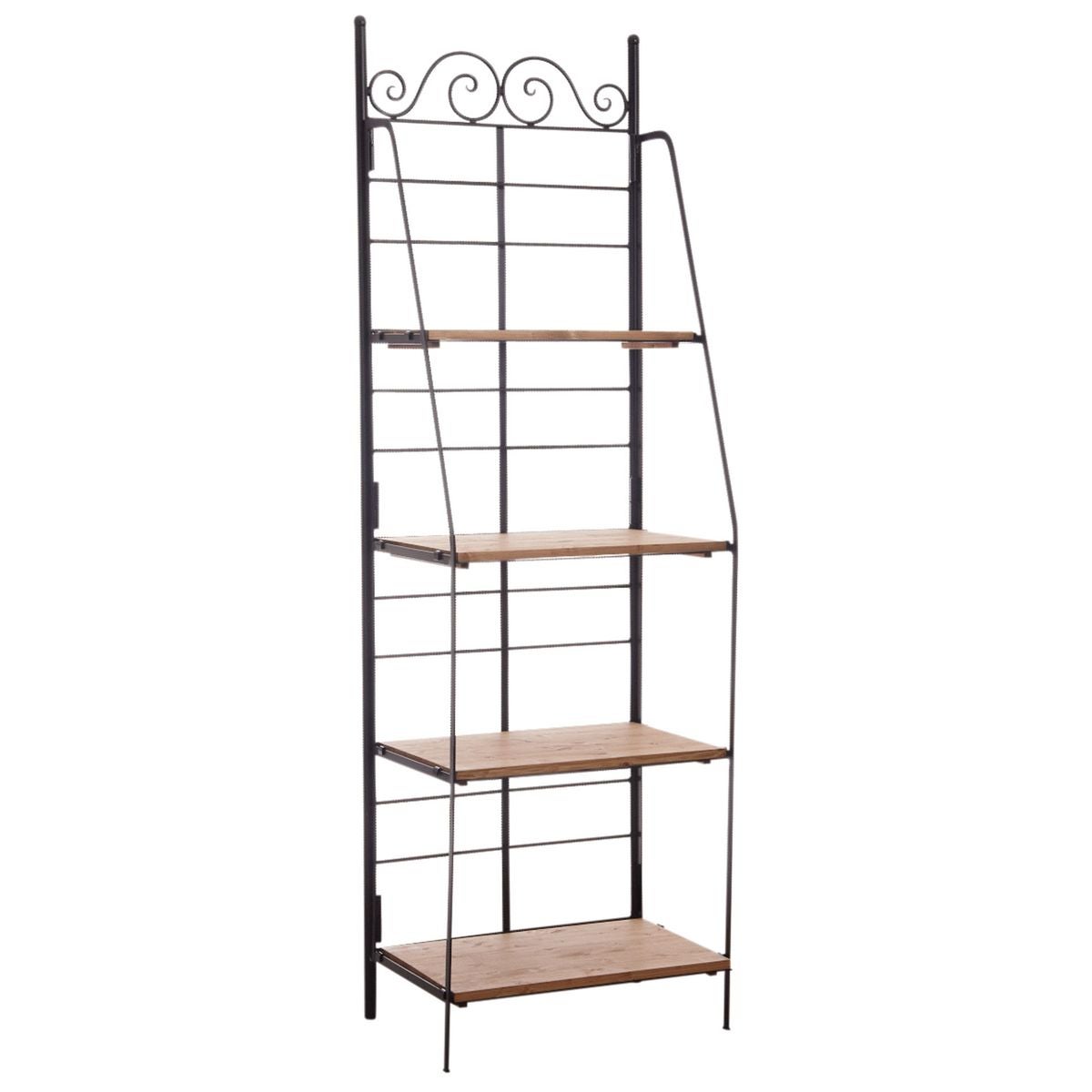 Etagère en métal et bois pliante