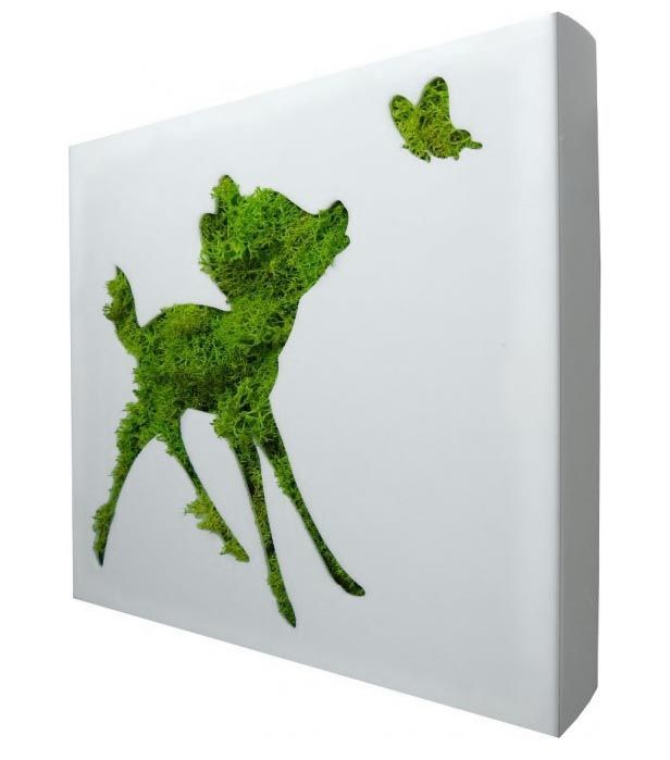 Tableau végétal Picto Faon en lichen stabilisé 20cm