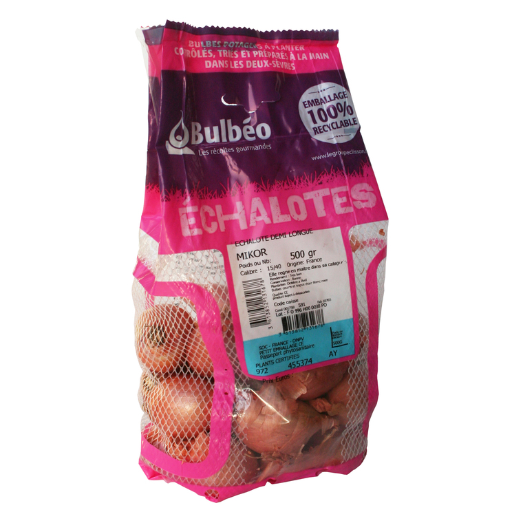 Bulbes d’échalotes demi-longue Mikor calibre 15/40, 500 g
