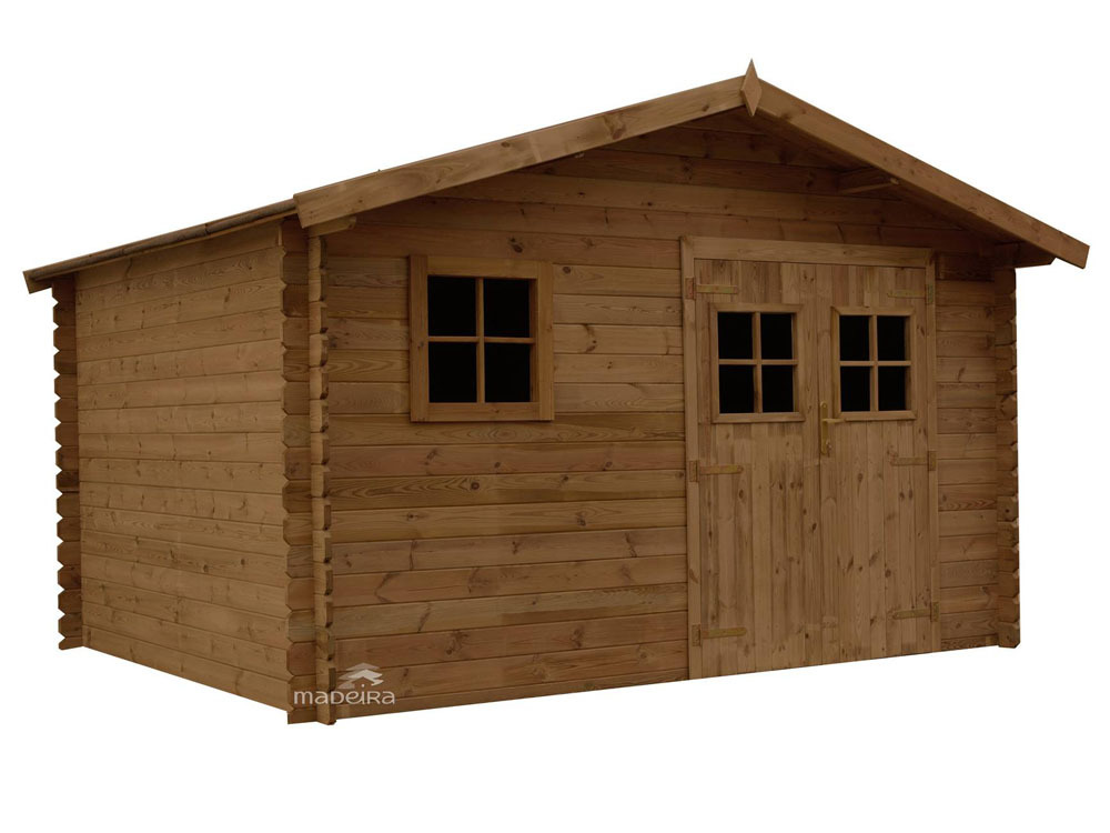 Abri jardin en bois traité Aloha - 11.32 m² - 2.45 x 3.80 x 3.00 m - 28 mm