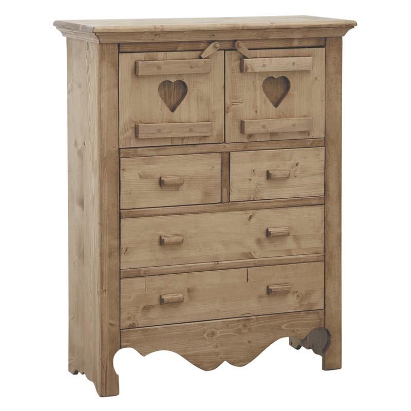 Commode en épicéa ciré miel Coeur
