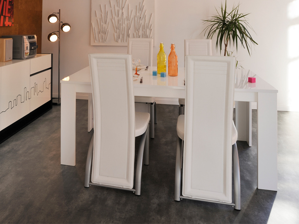 Table repas NY City - 88 x 170 x 77 cm - Blanc