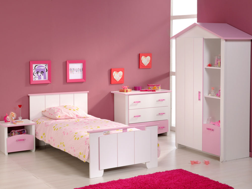 Lit Beauty - Blanc et rose - 103 x 197 x 79 cm