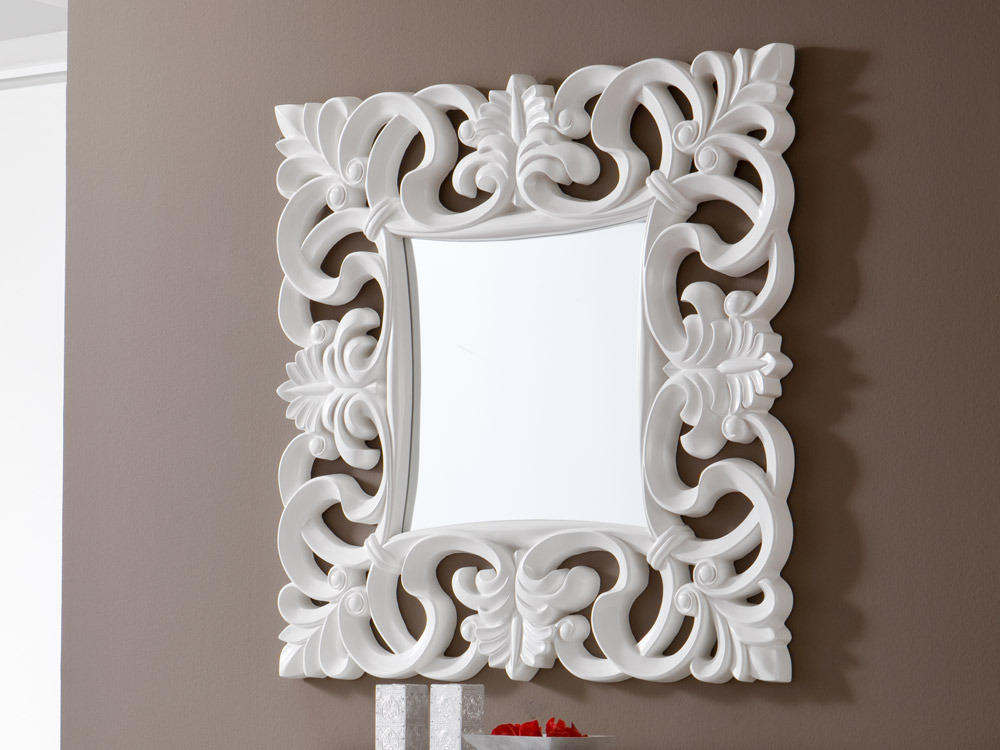 Miroir Carla polyuréthane - 100 x 100 cm - Blanc