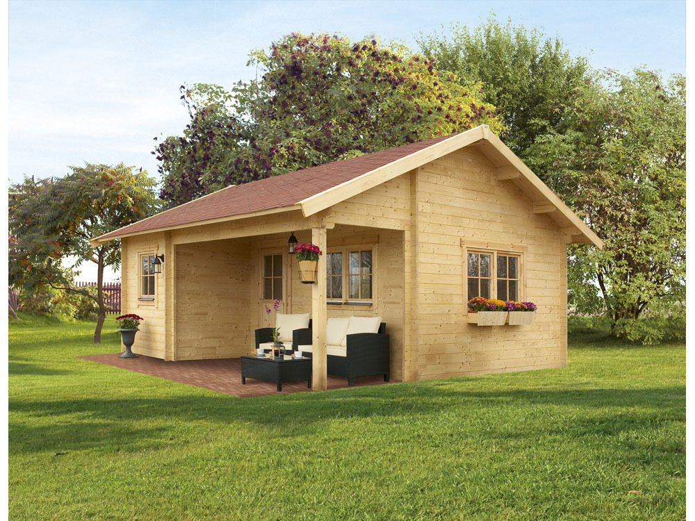 Abri jardin bois Ontario - 24 m² - 6.00 x 5.00 x 3.54 m - 70 mm