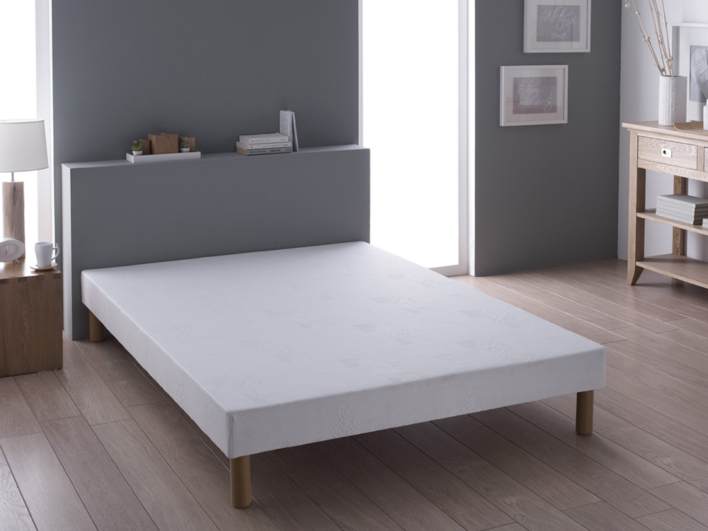 Sommier tapissier bandes lisses + pieds Pékin - 140 x 190 cm