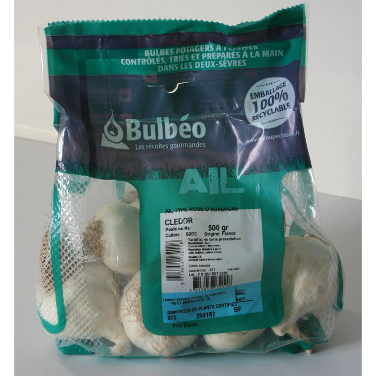 Bulbes d’ail rose cledor calibre 50+, 500 g