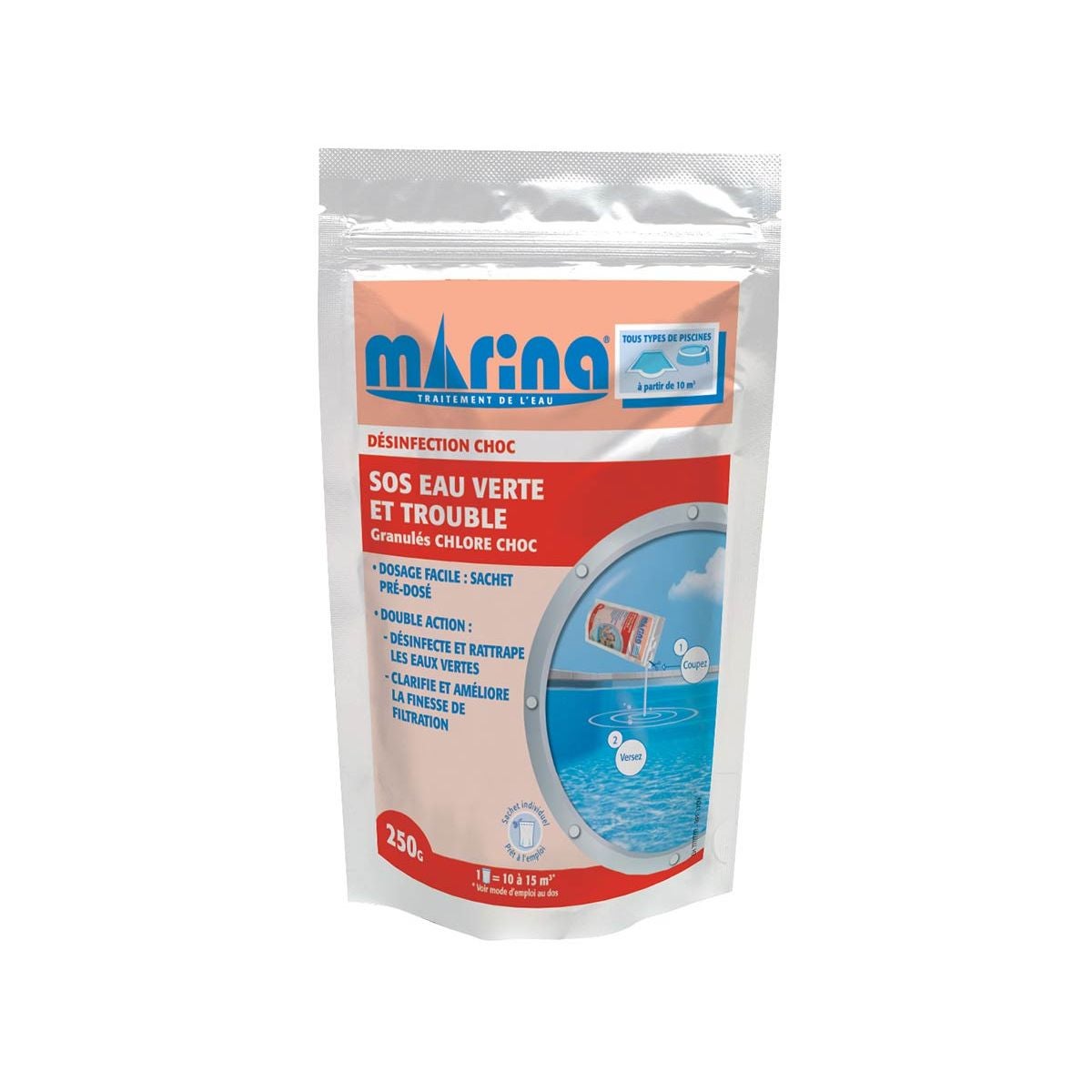 Sachet unidose SOS Eau verte et trouble pour 10 à 15 m³
