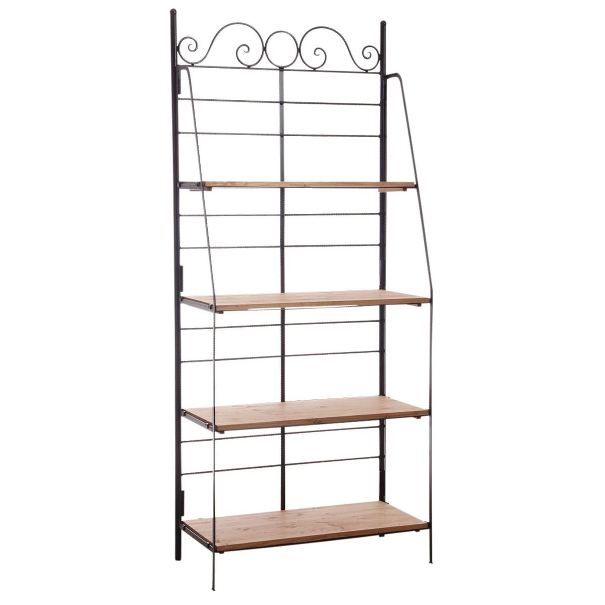 Etagère pliante en métal et bois