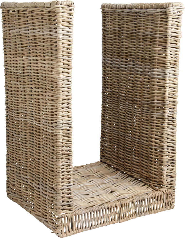 Grand Panier porte-bûches en Métal et Poelet gris 48x44x74cm 