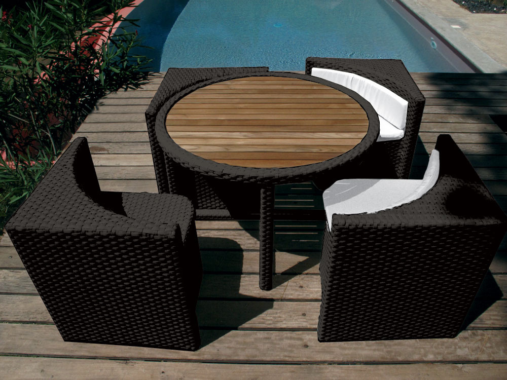 Salon de jardin Quattro noir - 4 places