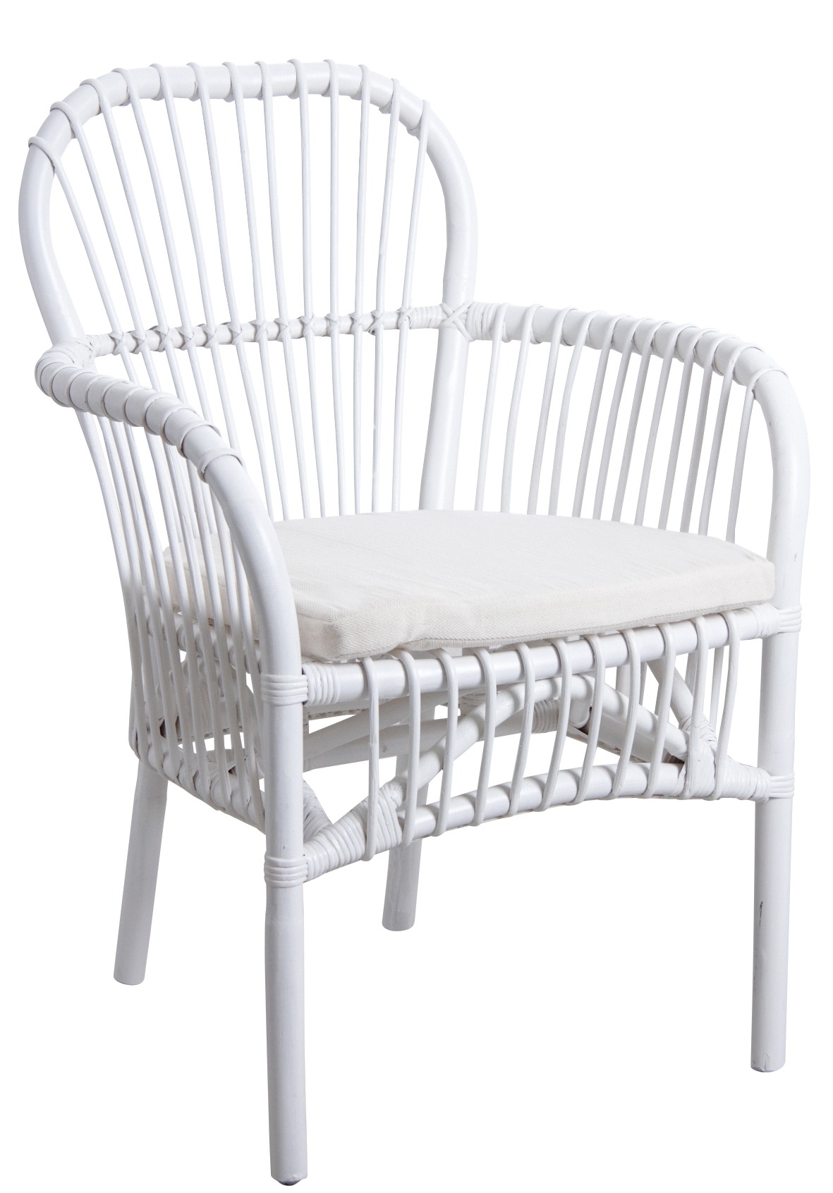 Fauteuil en rotin blanc avec coussin Epimède