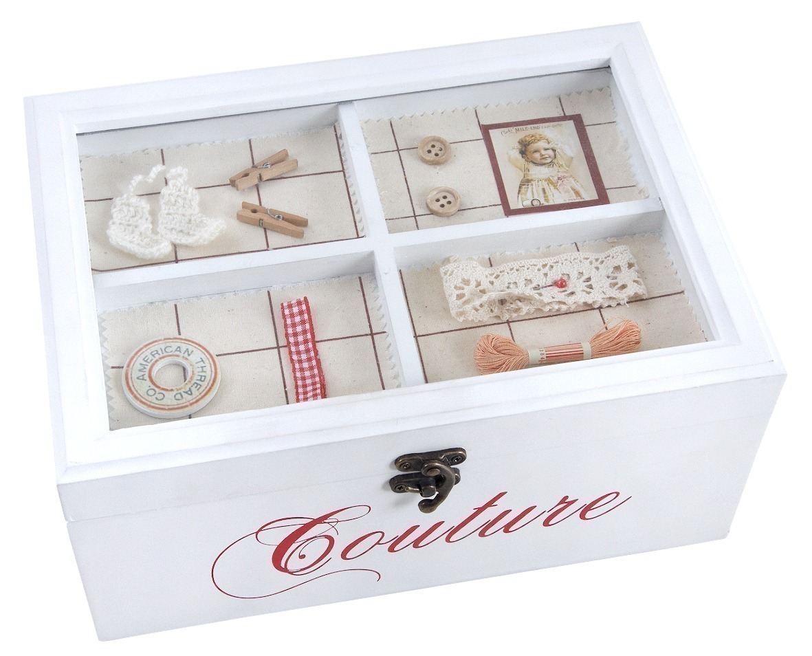 Boite à couture en bois laqué