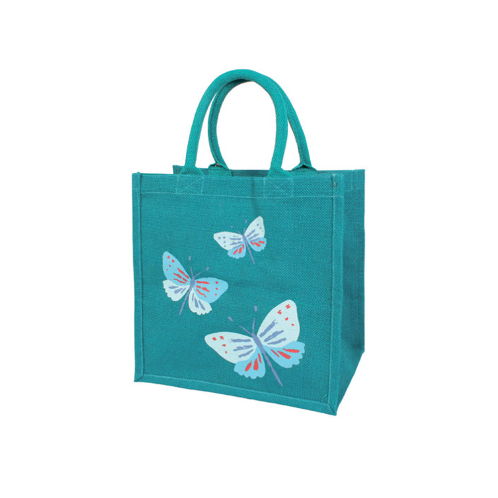 Sac de courses en toile de jute avec papillons