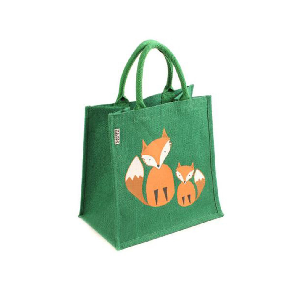 Sac de courses en toile de jute avec renards