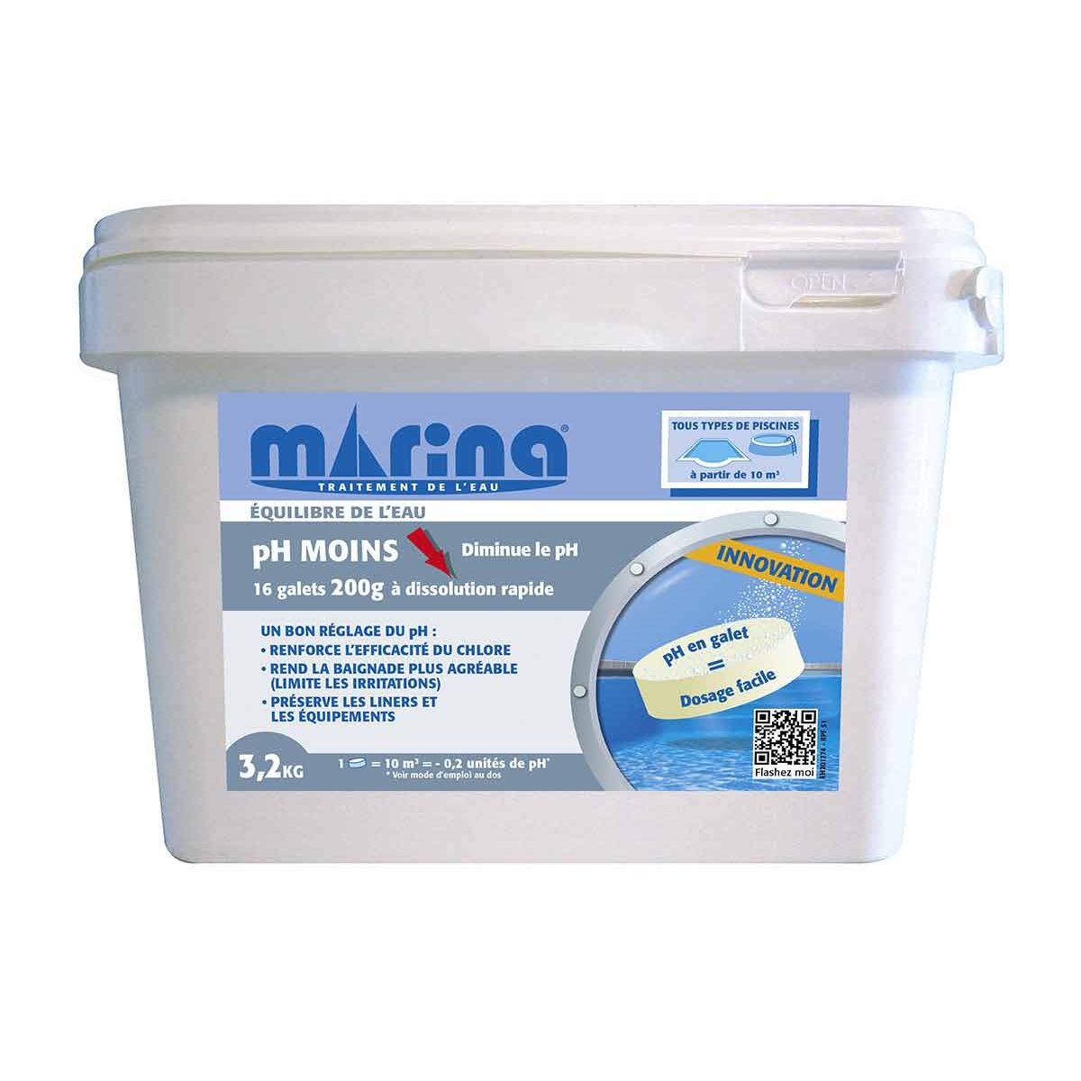 pH Moins en galets pré-dosés de 200 g - 3,2 kg
