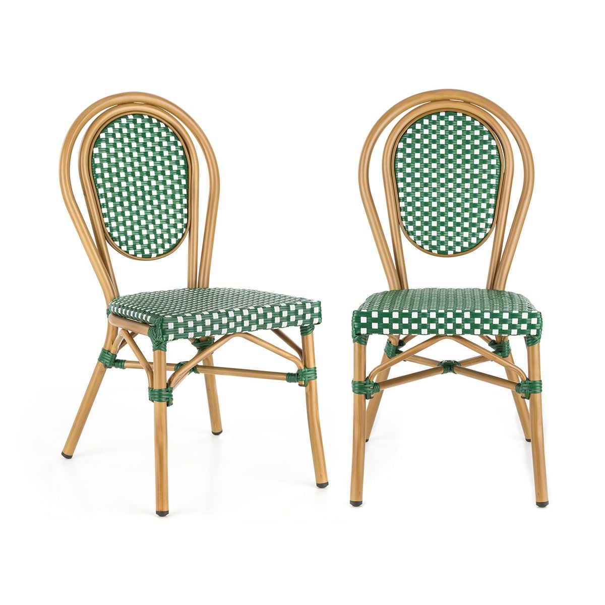 Montpellier Gr Set 2 Chaises De Jardin Style Bistro - Polyrotin Vert