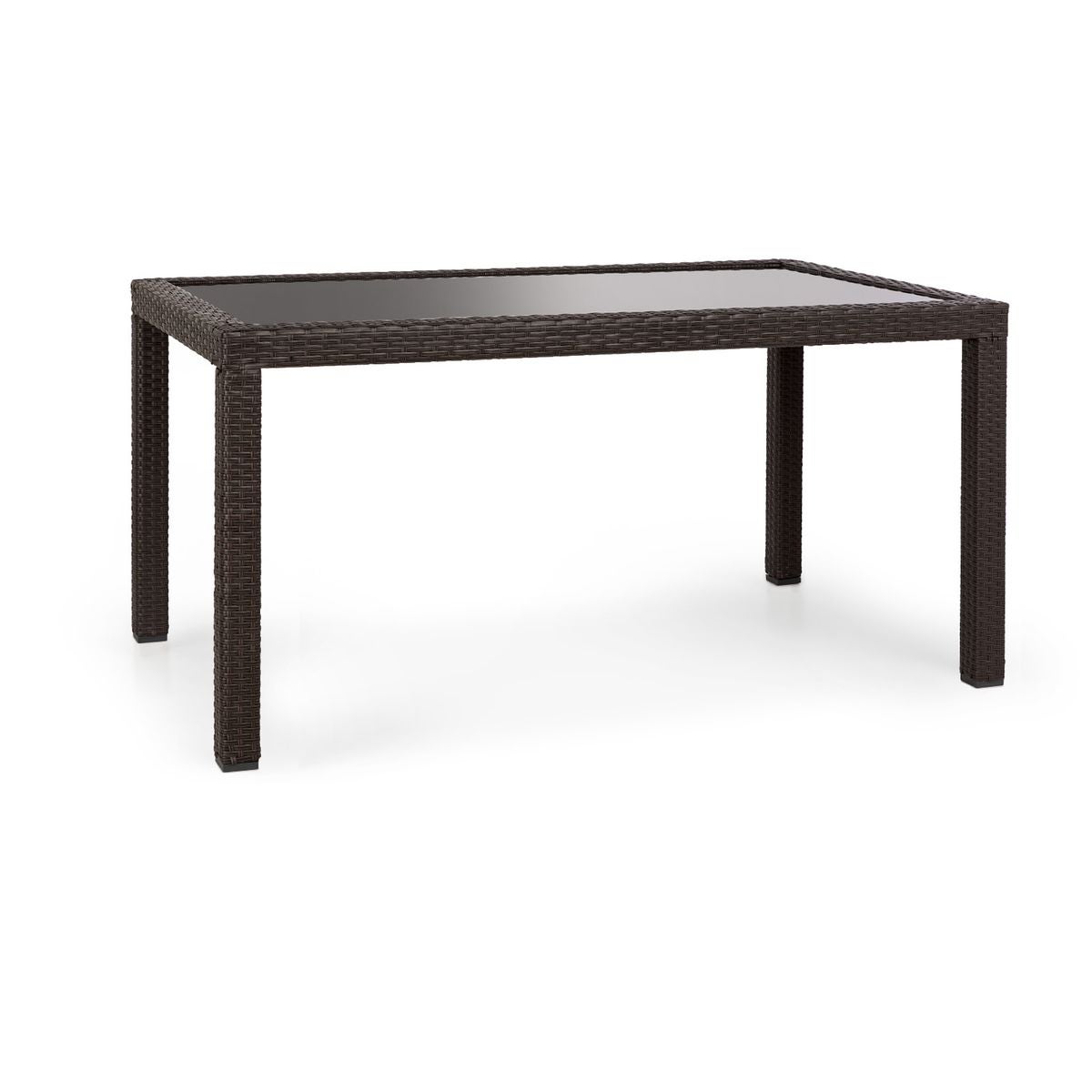 Peniche Table De Jardin Rectangulaire 150 X 90 Cm Polyrotin , Aluminium & Verre - Marron