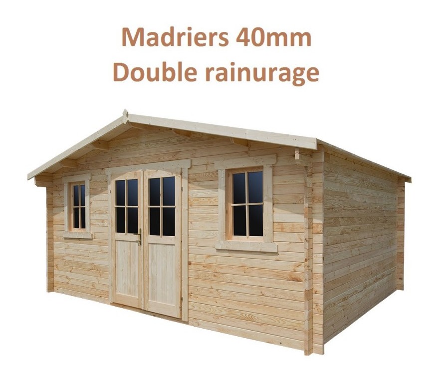 Abri de jardin 16m² PLUS en bois 40mm brut Gardy Shelter Abri de jardin 16m² PLUS en bois 40mm brut Gardy Shelter