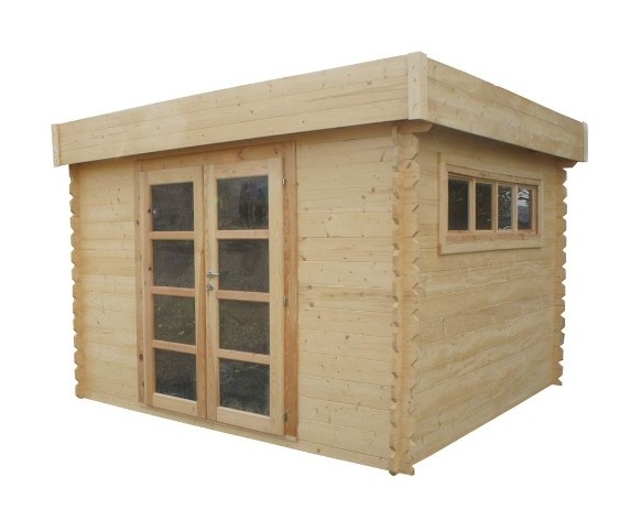 Abri en bois toit plat translucide - 8m2 -28 mm - CHALET & JARDIN Abri en bois toit plat translucide - 8m2 -28 mm - CHALET & JARDIN