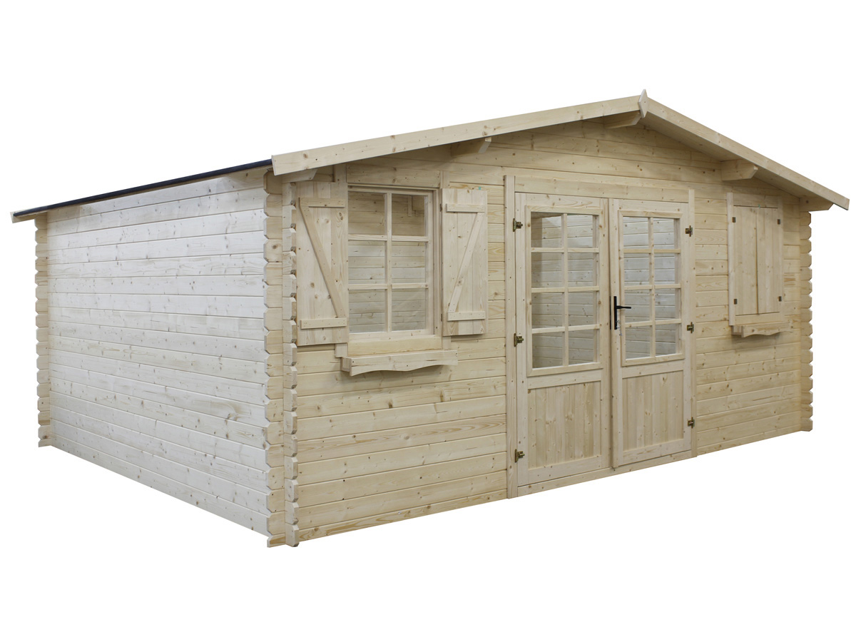 Abri jardin bois - 22.80 m² - 5.28 x 4.32 x 2.46 m - 28 mm