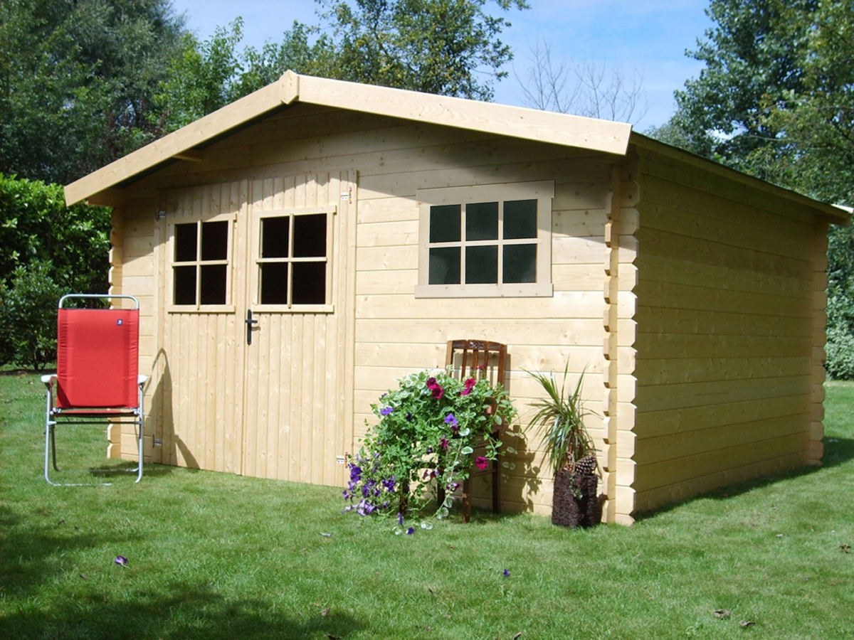 Abri jardin bois - 17,47 m² - 4.11 x 4.25 x 2.32 m - 28 mm.