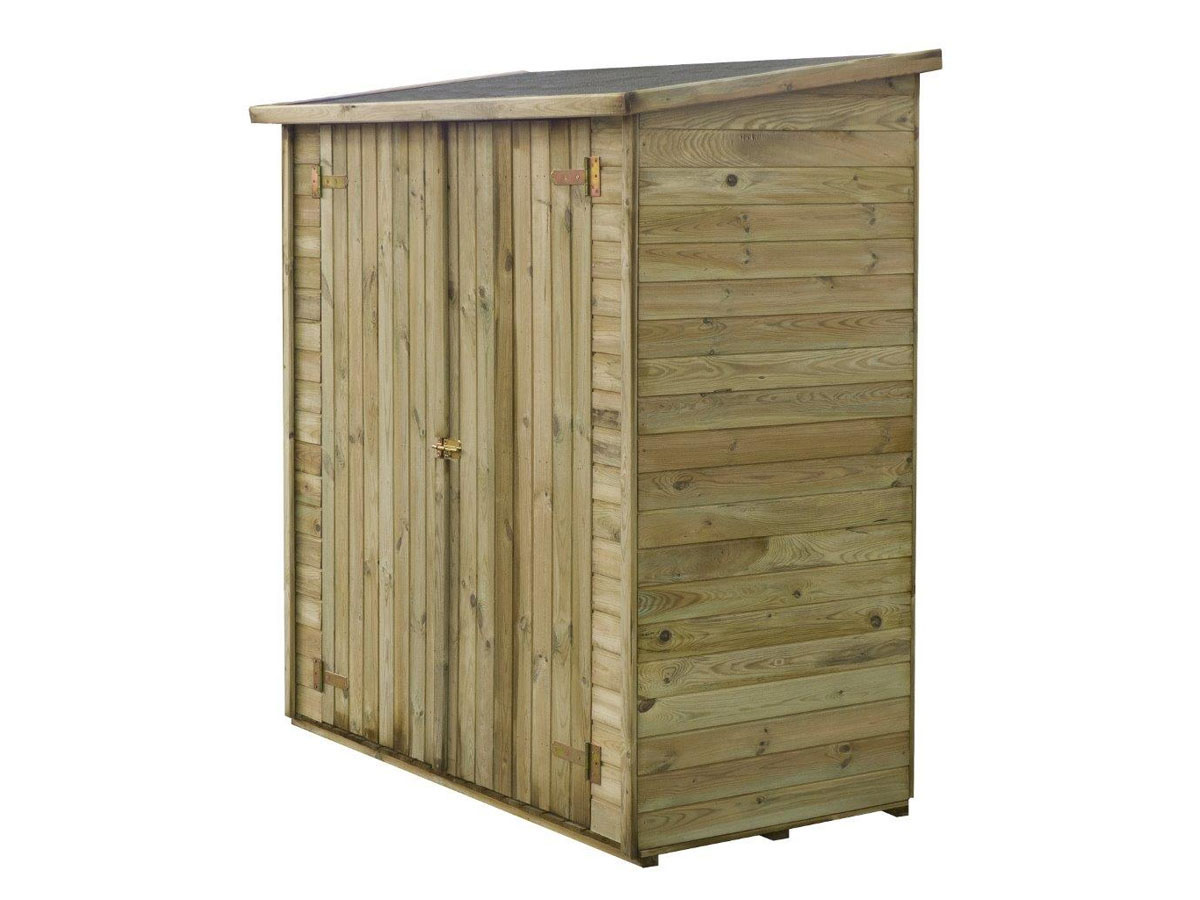 Abri jardin bois adossable Lipki - 1.79 x 0.90 x 1.76/1.86 m - 1.62 m² - 12 mm - Avec plancher