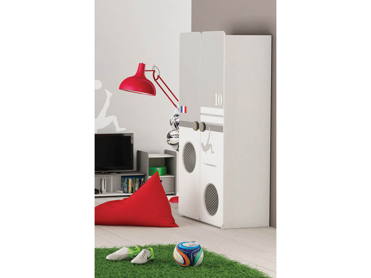 Armoire Foot - 2 portes - 96,5 x 51.5 x 184,6 cm - Blanc perle