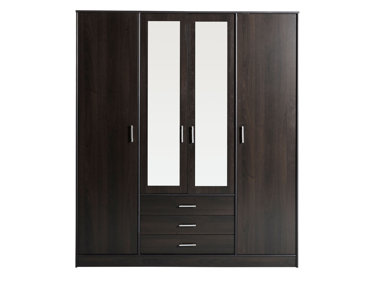 Armoire 4 portes Soft - 176 x 55 x 202 cm - Coloris café