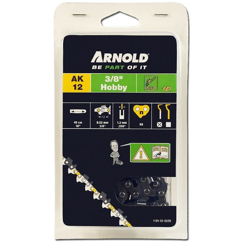 Arnold Chaîne 3/8" LP, 1,3mm, 59 Entr., avec element de securité, demi rond - 1191-X1-5059