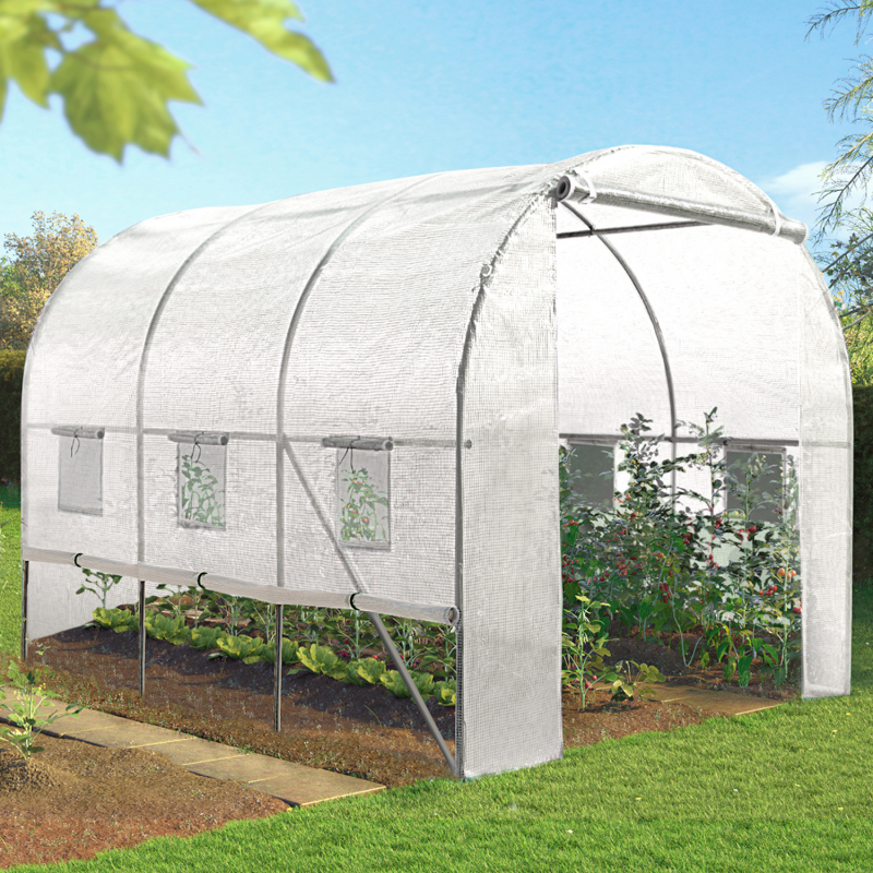 Bâche de rechange 140G/M² pour serre tunnel 6M² blanche toutes saisons