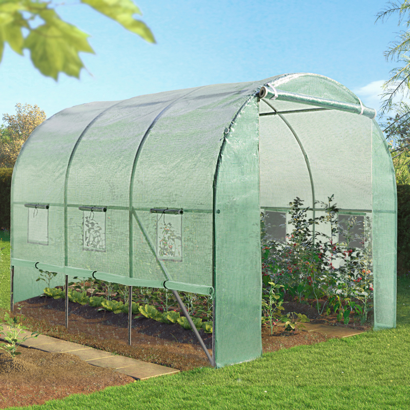 Bâche de rechange 140G/M² pour serre tunnel 6M² verte toutes saisons