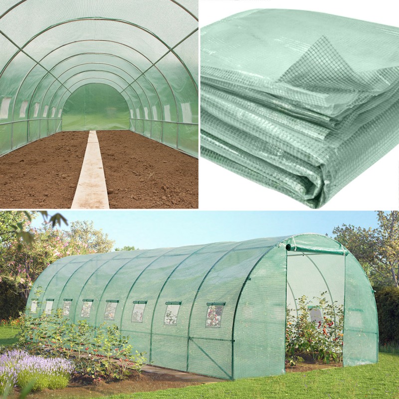 Bâche de rechange 140 gr/m² pour serre tunnel 24m² verte