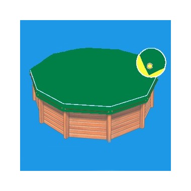 Bâche opaque pour piscine bois octogonale allongée 4.60m x 3.60m - PISCINEO