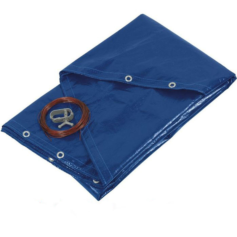 Bâche piscine ronde - diamètre 620 cm pour piscine de 540 cm de diamètre - couleur bleue et verte - 140g/m2 - filet d'écoulement - UNIVERS DU PRO