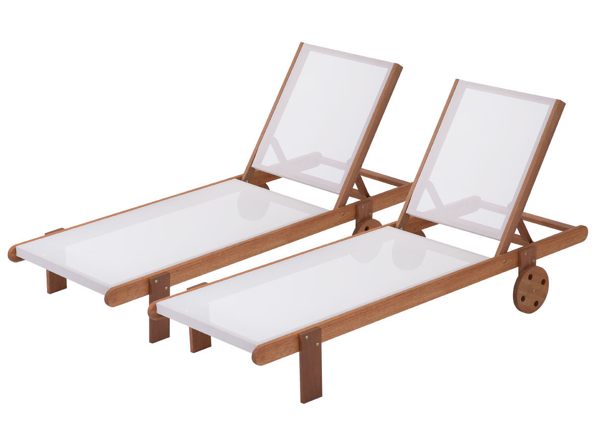 Bain de soleil en bois exotique Saïgon - Maple - Ecru - Lot de 2