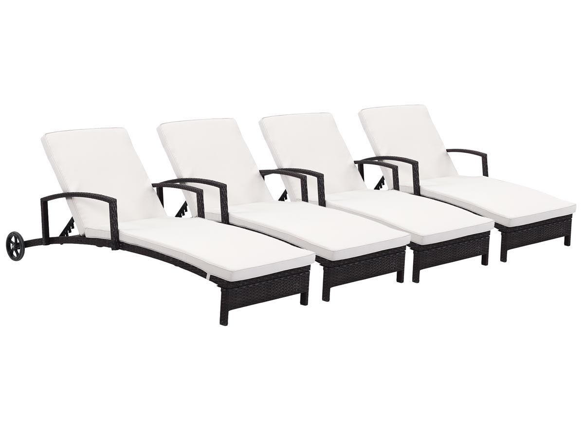 Bain de soleil en résine tressée Playa - Buffalo- Marron - Coussin inclus - Lot de 4