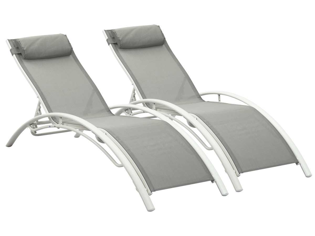 Bain de soleil en aluminium Beauty - Phoenix - Gris - Lot de 2