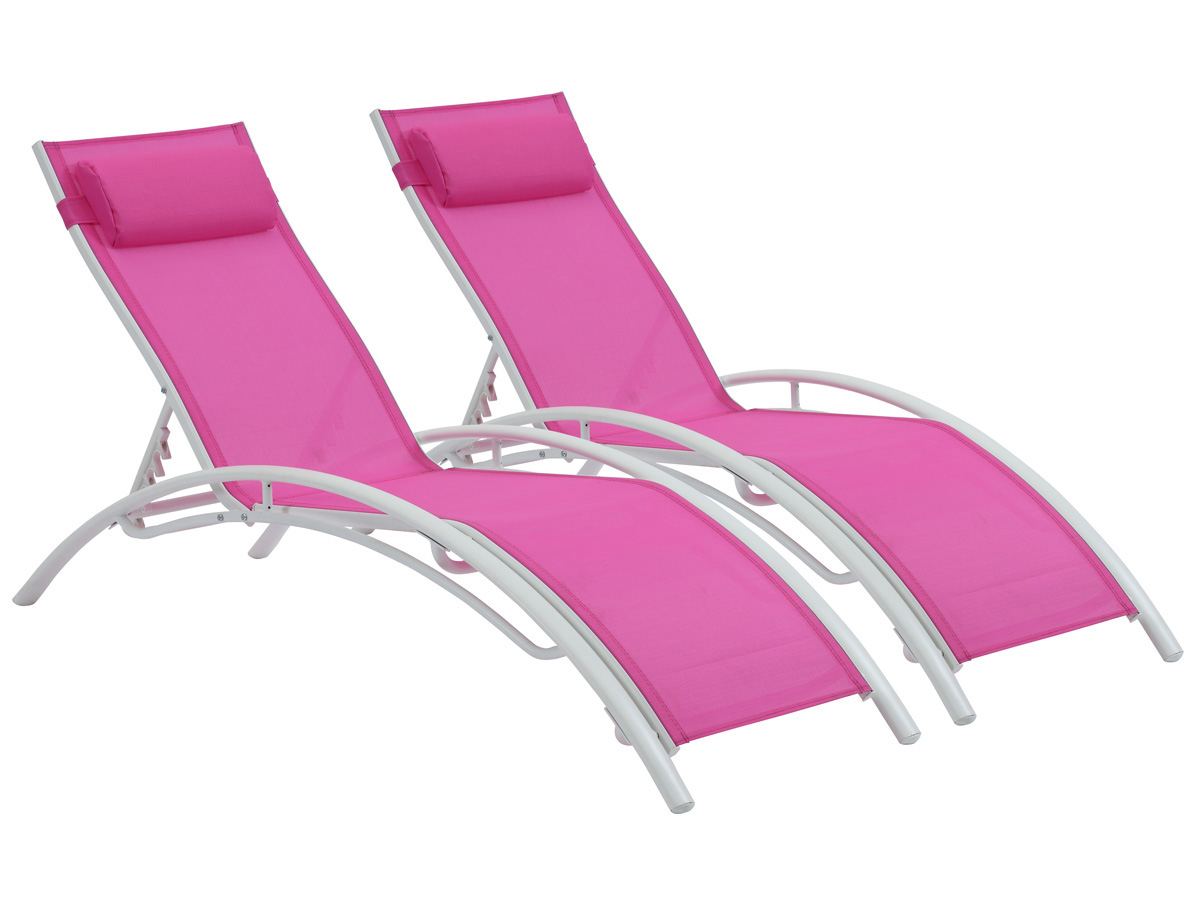 Bain de soleil en aluminium Beauty - Phoenix - Fuchsia - Lot de 2