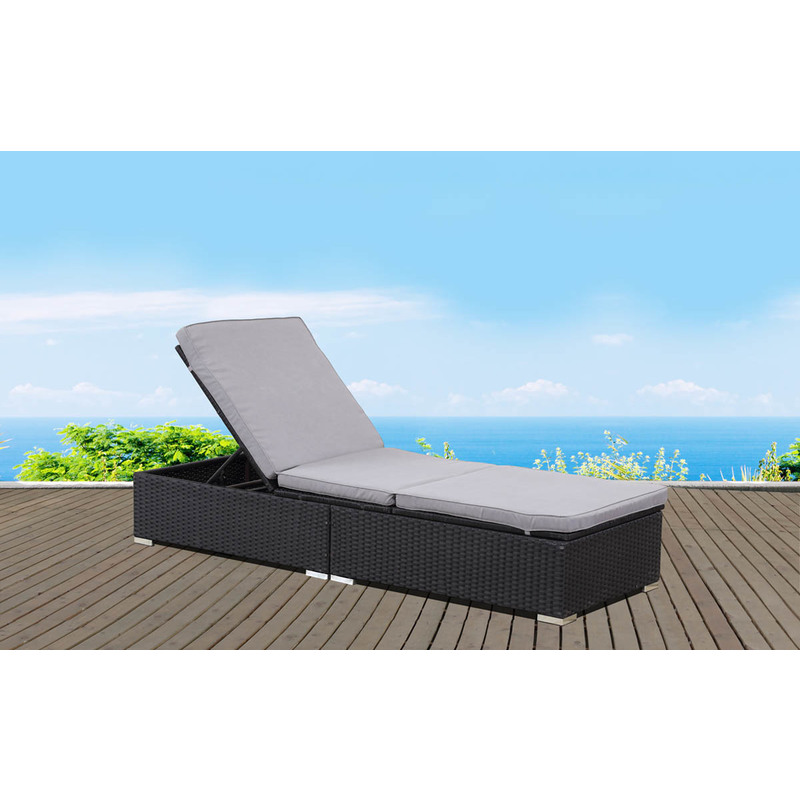 Bain de soleil en résine tressée "Bali" - Atlanta - Noir - HABITAT ET JARDIN Bain de soleil en résine tressée "Bali" - Atlanta - Noir - HABITAT ET JARDIN