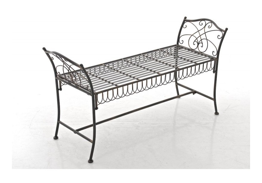 Banc banquette design en fer forgé laqué bronze vieilli 125x43 cm - DéCOSHOP26