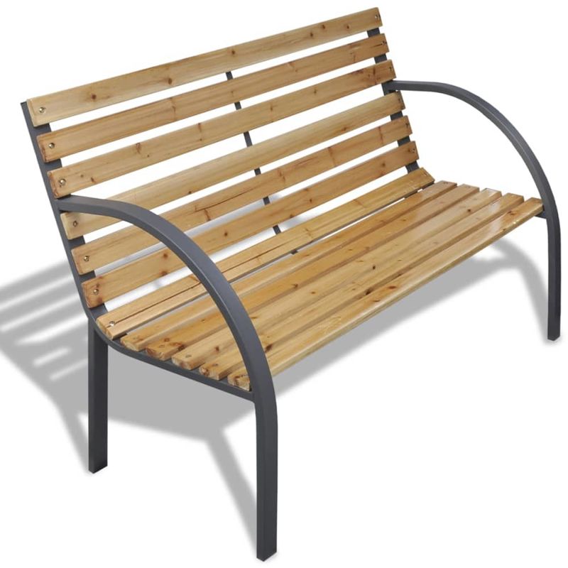 vidaXL Banc de jardin avec cadre en fer et lattes bois vidaXL Banc de jardin avec cadre en fer et lattes bois