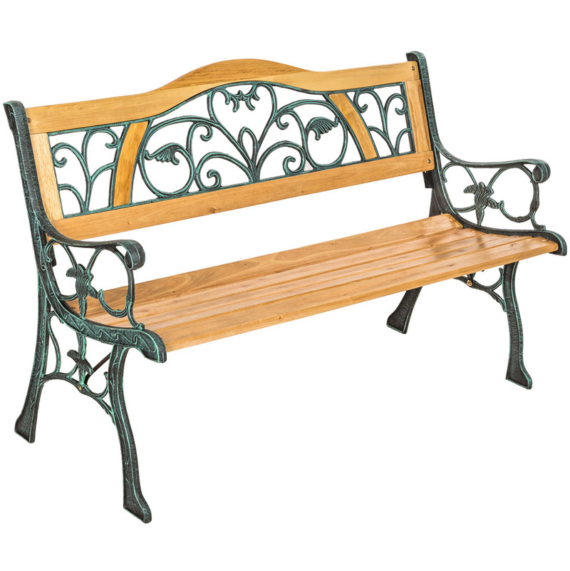 Banc de Jardin en Bois et Fonte 124 cm x 60 cm x 83 cm - TECTAKE Banc de Jardin en Bois et Fonte 124 cm x 60 cm x 83 cm - TECTAKE