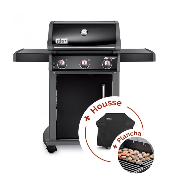 Pack Barbecue à gaz Weber Spirit Original E-310 Black + plancha + housse