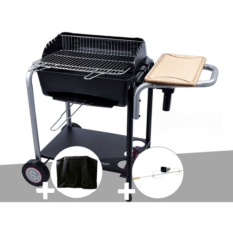 Barbecue charbon Roma + Housse + Tournebroche - SOMAGIC
