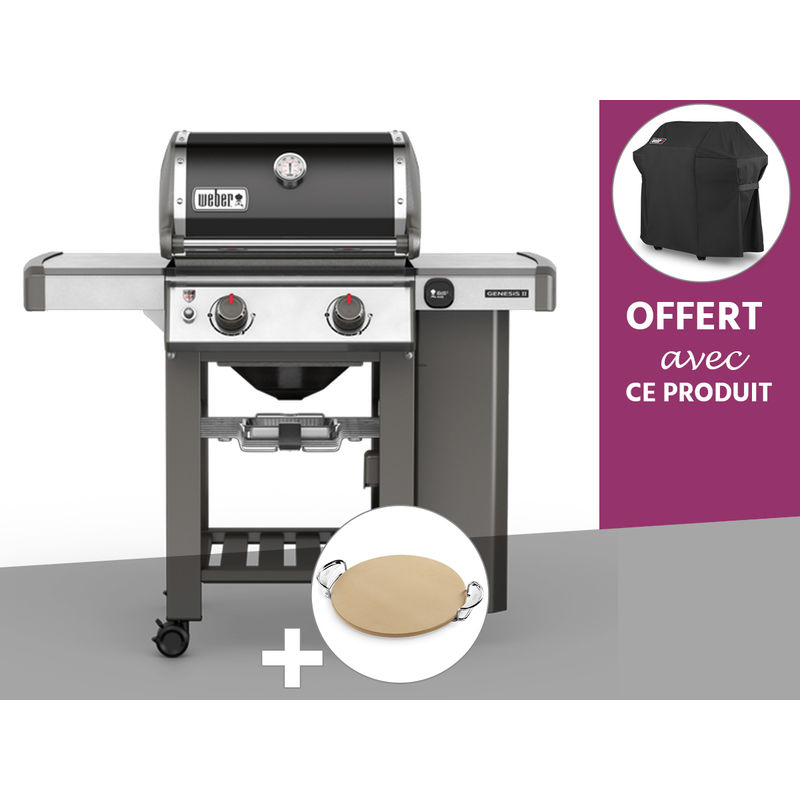 Barbecue gaz Weber Genesis II E-210 GBS Noir + Pierre à Pizza + Housse OFFERTE