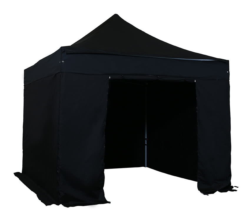 Barnum pliant 3x3m Pack complet Alu 40 polyester 300g/m² pelliculé PVC NOIR - INTEROUGE